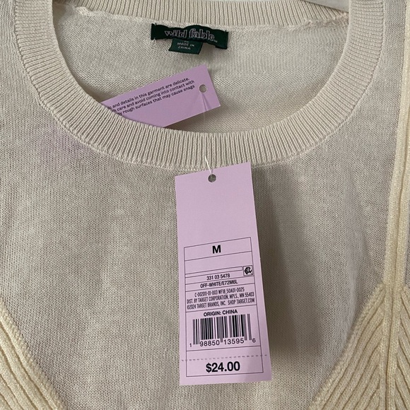 Wild Fable Cream Crop Top Ribbed Style - Picture 2 of 4